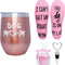 Dog Mom Gifts for Women Insulated Wine Tumbler with Sayings + Fuzzy Socks + Wine Stopper for Women Birthday Gifts for Women Rose Gold Stainless Steel Xmas Gifts